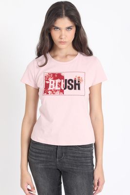 Polera Algodón Spandex, Estampado Blush, Rosa Liola