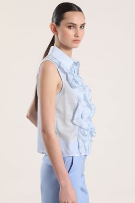 Imagen 2 del producto Blusa semitransparente volantes liola mujer celeste