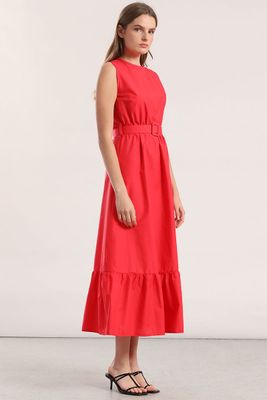 Imagen 2 del producto Vestido midi acampanado Liola mujer coral