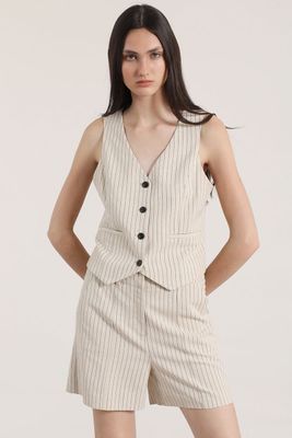 Chaleco sastre lino liola mujer beige