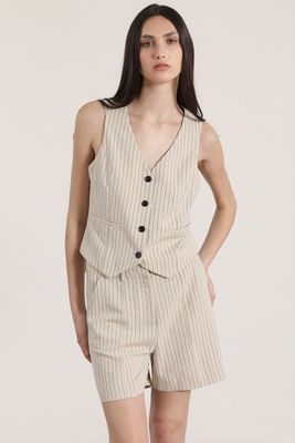 Imagen 2 del producto Chaleco sastre lino liola mujer beige