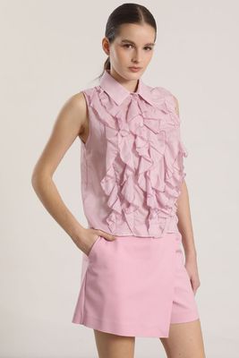 Blusa semitransparente volantes liola mujer rosa