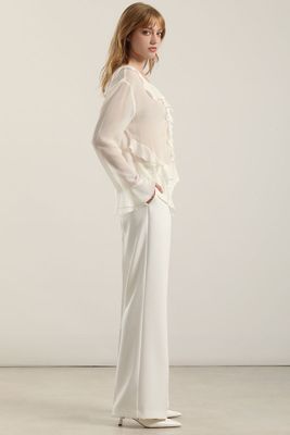 Imagen 2 del producto Pantalón recto cinturon, tiro alto, crudo Liola