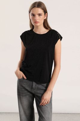 Polera tachas lurex mujer Liola negro