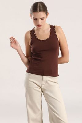 Top tachas mujer Liola chocolate
