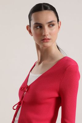 Imagen 2 del producto Cardigan con amarras Liola mujer fucsia