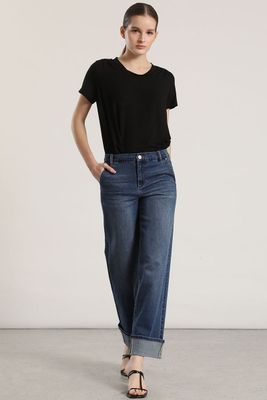 Jeans straight cropped Liola mujer azul