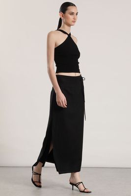 Imagen 2 del producto Falda midi lino mujer Liola negro