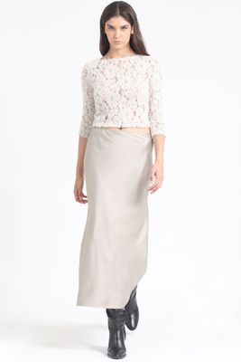 Falda Maxi Sesgada Satin Beige Liola