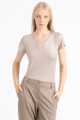 Polera Basica Folia, Beige Liola