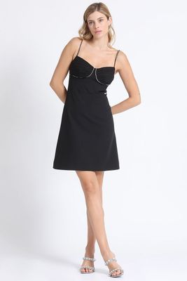 Imagen 2 del producto Vestido Corse Drapeado Y Strass Negro Liola