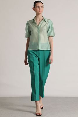 Imagen 2 del producto Blusa semitransparente manga globo Liola mujer verde