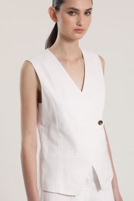 Imagen 2 del producto Chaleco sastre asimétrico lino liola mujer crudo