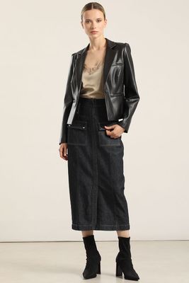 Imagen 2 del producto Falda Midi, Cintura Alta, Indigo Liola