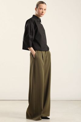 Imagen 2 del producto Blusa poplin, pliegues, negro Liola