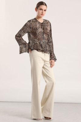 Imagen 2 del producto Blusa gasa estampado mujer Liola café