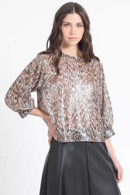 Imagen 1 del producto Blusa Gasa Folia Estampado Animal, Café Liola