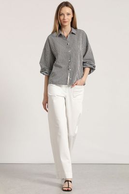 Blusa estampado rayas mujer Liola negro