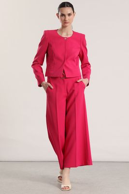 Pantalón cropped con cinturón liola mujer fresa