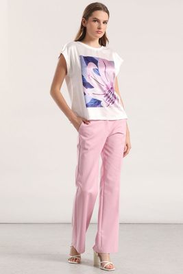 Polera satin flor estampada liola mujer violeta