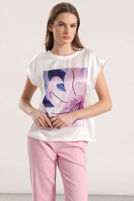 Imagen 2 del producto Polera satin flor estampada liola mujer violeta
