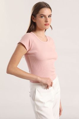 Polera ribb básica liola mujer rosa