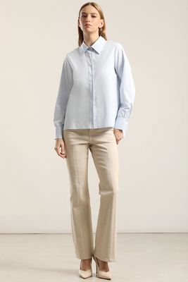 Imagen 2 del producto Camisa Poplin Strass, Celeste Liola