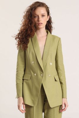 Blazer semi cruzado lino Liola mujer beige