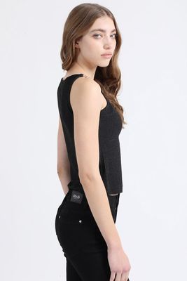 Imagen 2 del producto Top Lurex, Herraje De Metal En Hombros, Negro Liola