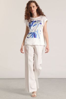 Imagen 2 del producto Polera satin flor estampada liola mujer azul