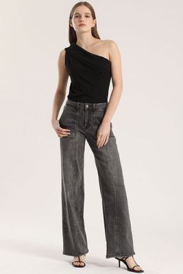 Imagen 2 del producto Top asimétrico doblez Liola mujer negro