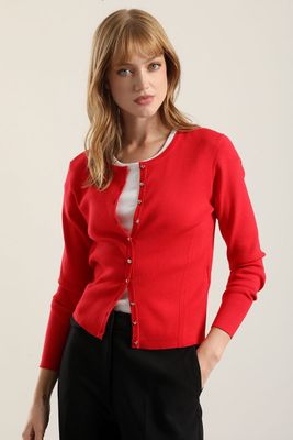 Imagen 2 del producto Cardigan basico punto, rojo Liola