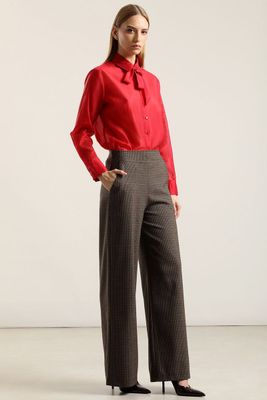 Imagen 2 del producto Pantalón ancho, tiro alto, café Liola