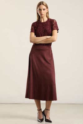 Imagen 2 del producto Polera manga corta, encaje, burdeo Liola