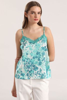 Top lencero estampado verde liola mujer