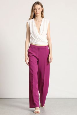 Pantalón ancho Liola mujer ciruela