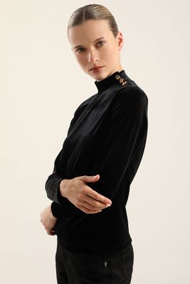 Imagen 2 del producto Top Velvet, Botones Fantasia, Negro Liola