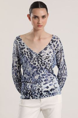 Tejido estampado liola mujer azul