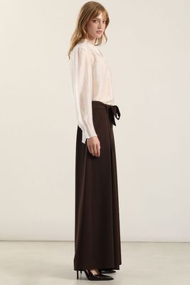 Imagen 2 del producto Pantalón palazzo pliegues, chocolate Liola