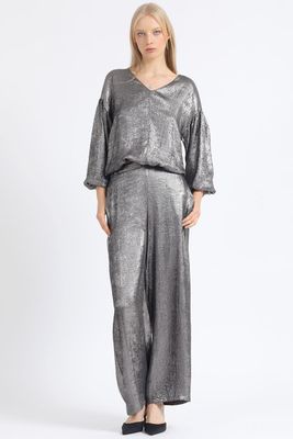 Imagen 2 del producto Pantalon Ancho, Folia Metalizada, Gris Liola