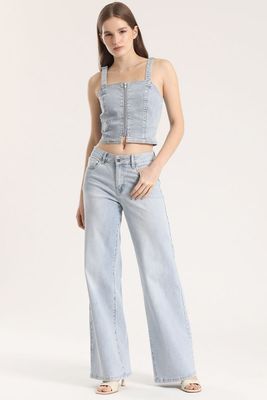 Imagen 2 del producto Jeans palazzo relax liola mujer celeste claro