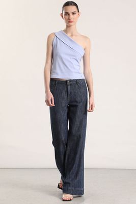 Imagen 2 del producto Top asimétrico doblez Liola mujer celeste