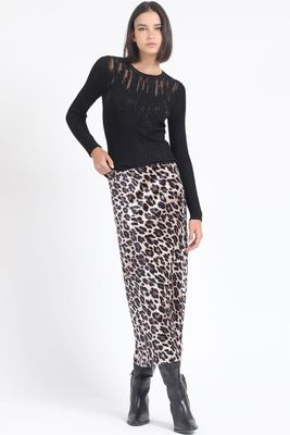 Imagen 2 del producto Falda Maxi Estampado Leopardo, Negro Liola