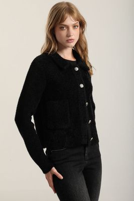 Imagen 2 del producto Chaqueta punto, hilo metalizado, negro Liola