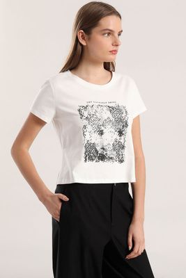 Polera estampado animal liola mujer crudo