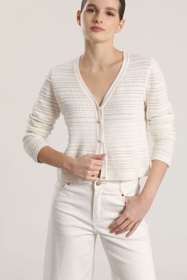 Cardigan punto liola mujer crudo