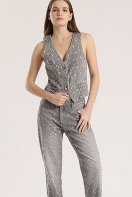 Imagen 2 del producto Chaleco sastre desgastado denim Liola mujer gris