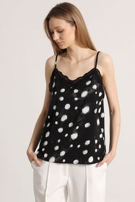 Top lencero estampado mujer Liola negro