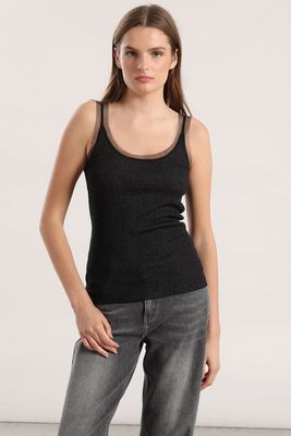 Top tejido punto metalizado mujer Liola negro