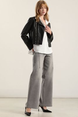 Imagen 2 del producto Chaqueta biker efecto cuero, negro Liola